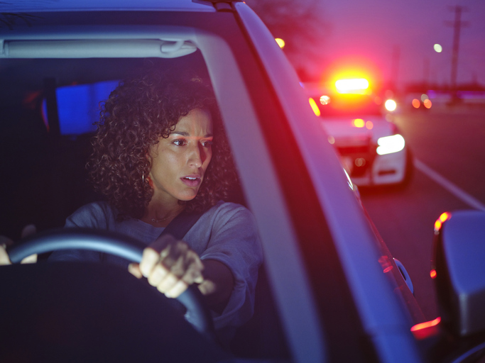 Young Woman Driver Pulled Over By Police at Night